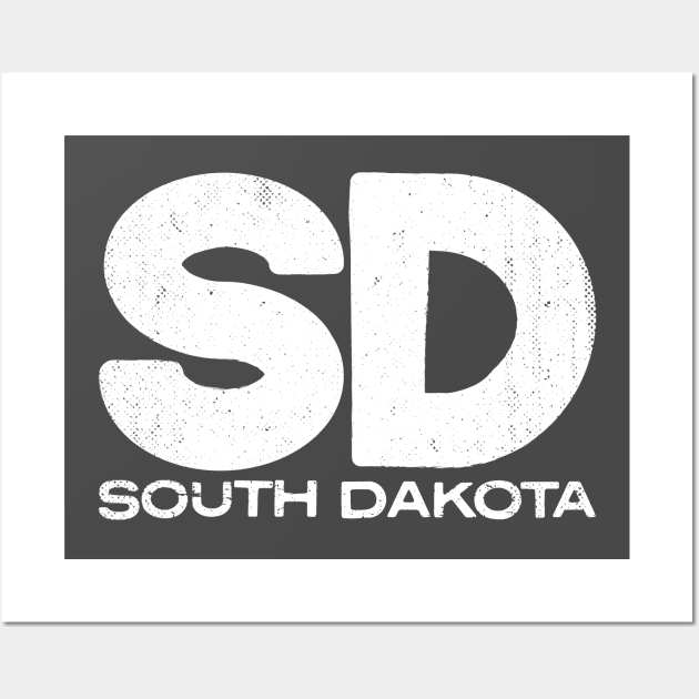 SD South Dakota Vintage State Typography Wall Art by Commykaze
